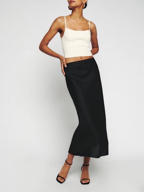 Layla Linen Skirt - Black