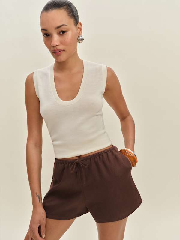Short en lin Zoey - Café