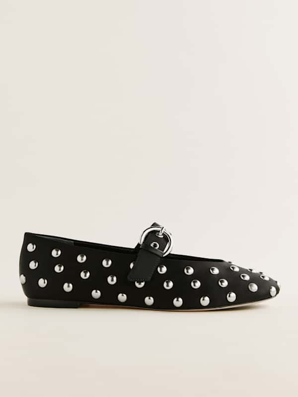 Bethany Ballet Flat - Black Dome Studs