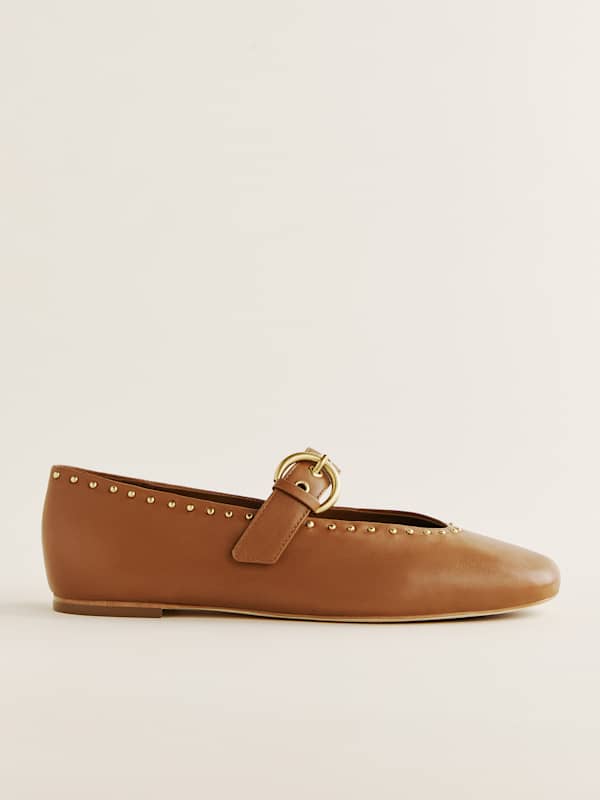 Ballerines Bethany - Cuir rhum clouté