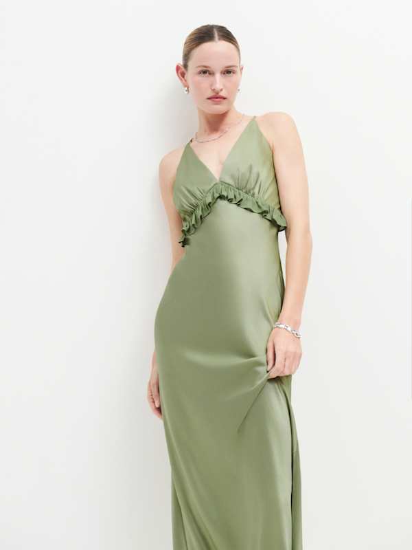 Madrigal Satin Dress - Artichoke