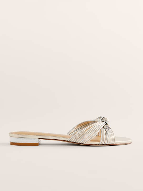 Peridot Mignon Knot Flat Sandal - Gold Silver