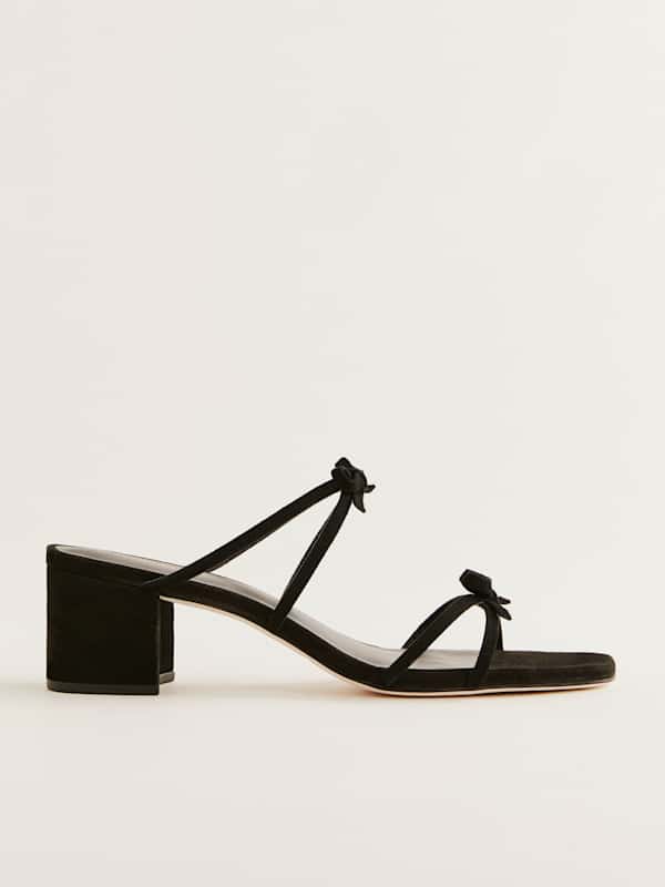 Elodie Block Heeled Sandal - Black Suede