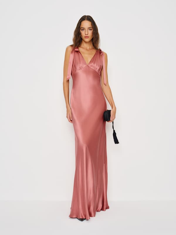 Robe en soie Pernille - Rose séchée