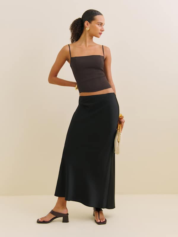 Jupe en satin Layla - Noir