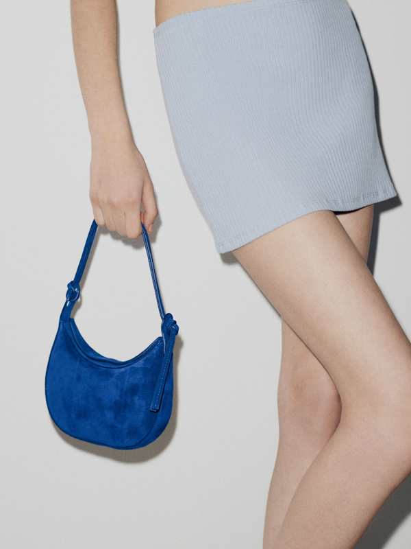 Mini Rosetta Shoulder Bag - Cobalt Suede