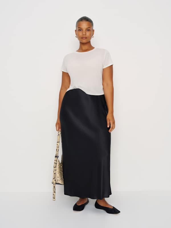 Layla Silk Skirt Es - Black