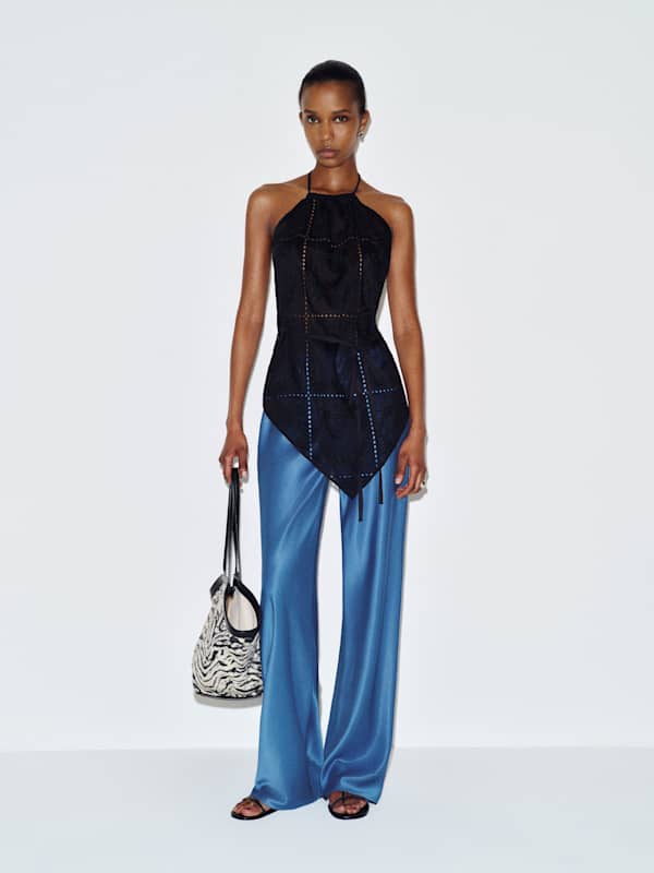 Gale Satin Mid Rise Bias Pant - Starry Night