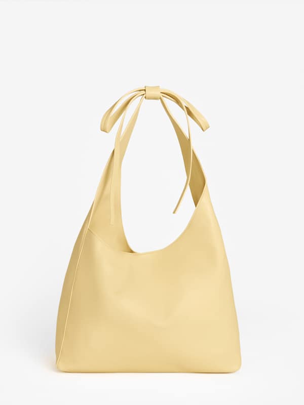 Cabas moyen Vittoria - Cuir crème anglaise citron