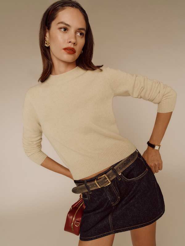 Pull ras-du-cou en cachemire Dana - Beige éco