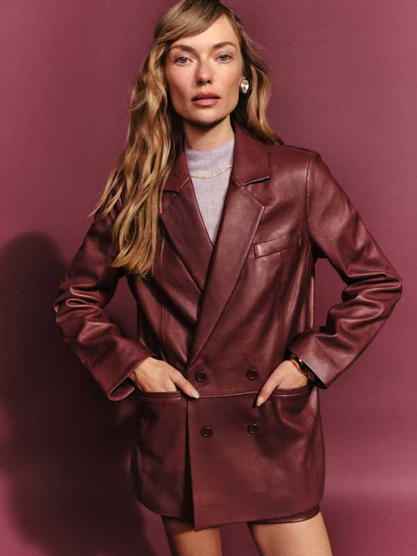 Veda Dalia Relaxed Leather Blazer - Chianti
