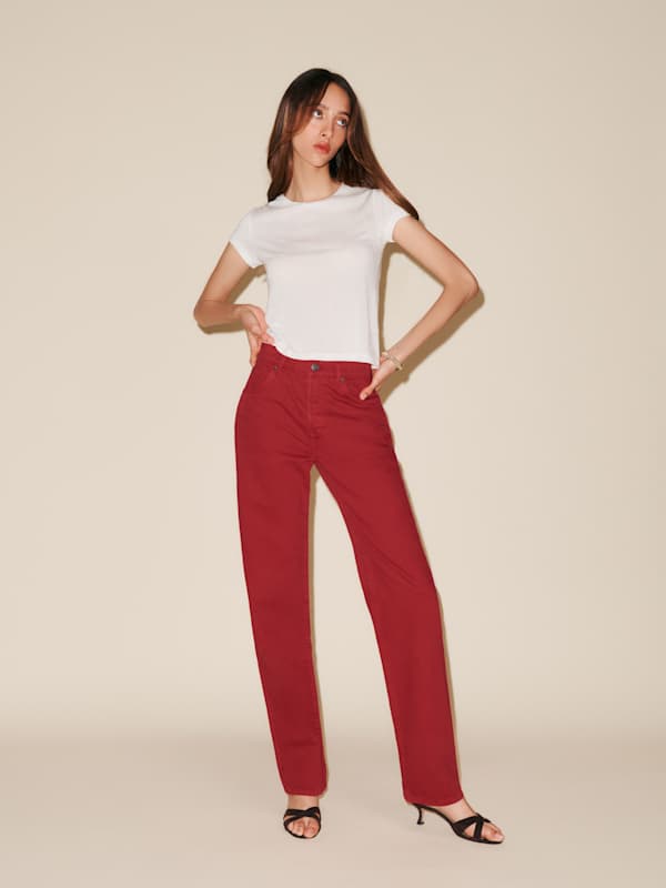 Jean fuselé taille mi-haute The Magnolia - Rouge à lèvres