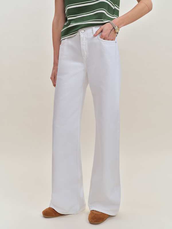 Cary Low Rise Slouchy Wide Leg Jeans - Optic White