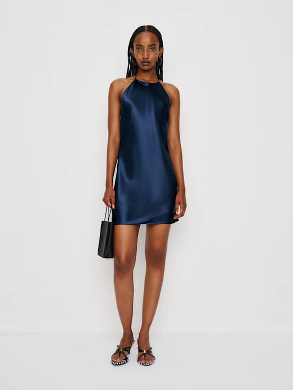 Robe en soie Jennis - Bleu marine