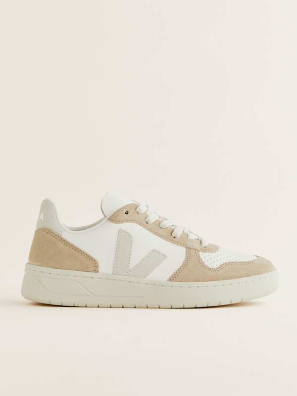 Baskets en cuir V-10 Veja - Extra blanc/ Naturel / Sahara