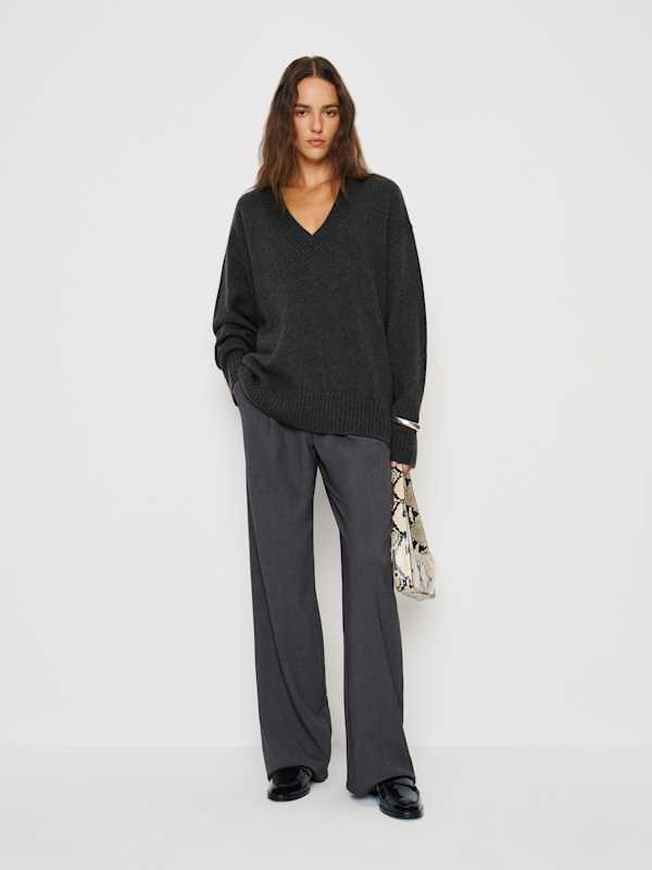 Pull à col V oversize en cachemire Jadey - Flannelle