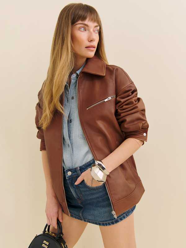 Blouson oversize en cuir Veda Marco - Sienna