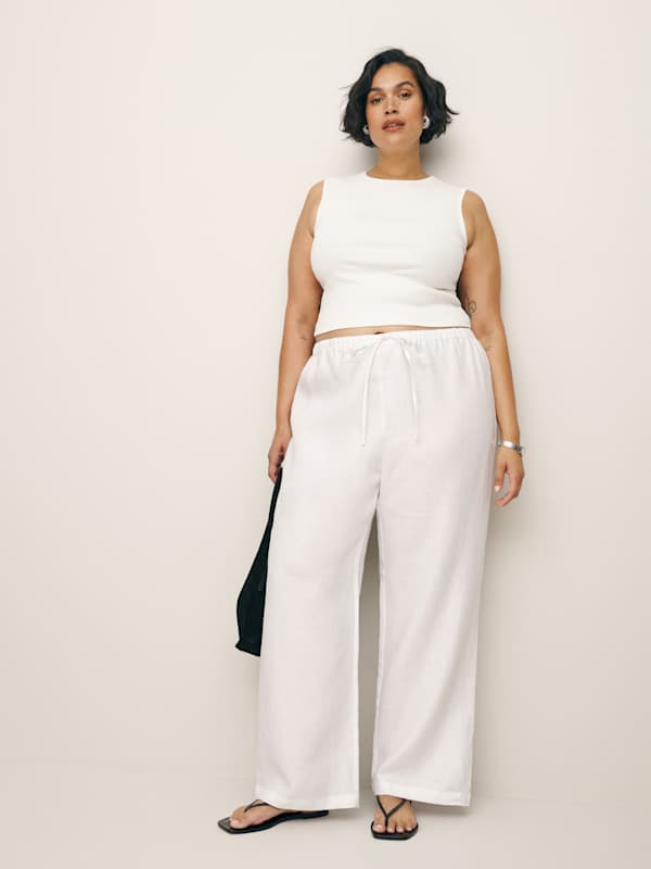 Pantalon en lin Olina grandes tailles - Blanc