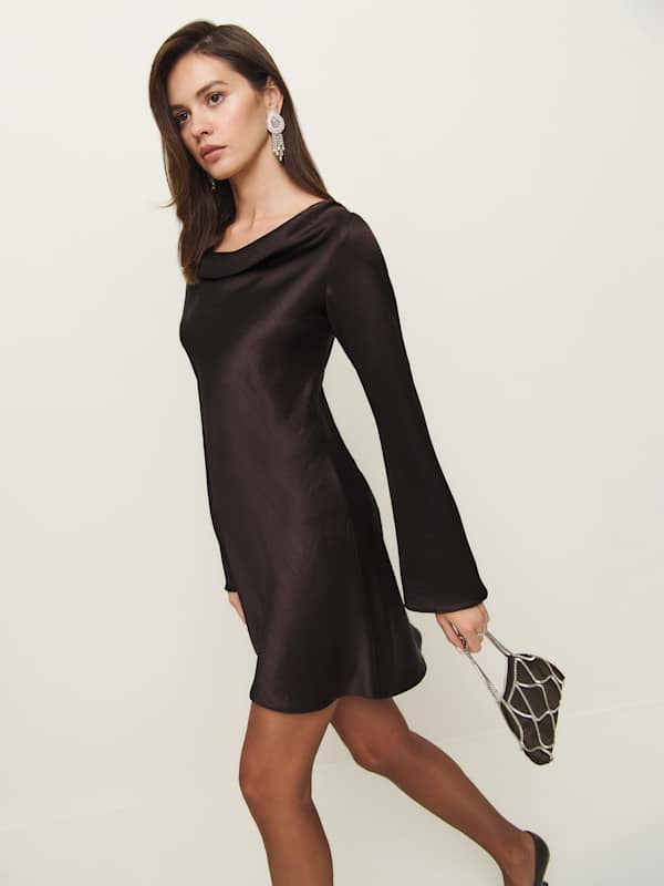 Robe en satin Pike - Cassis plissé