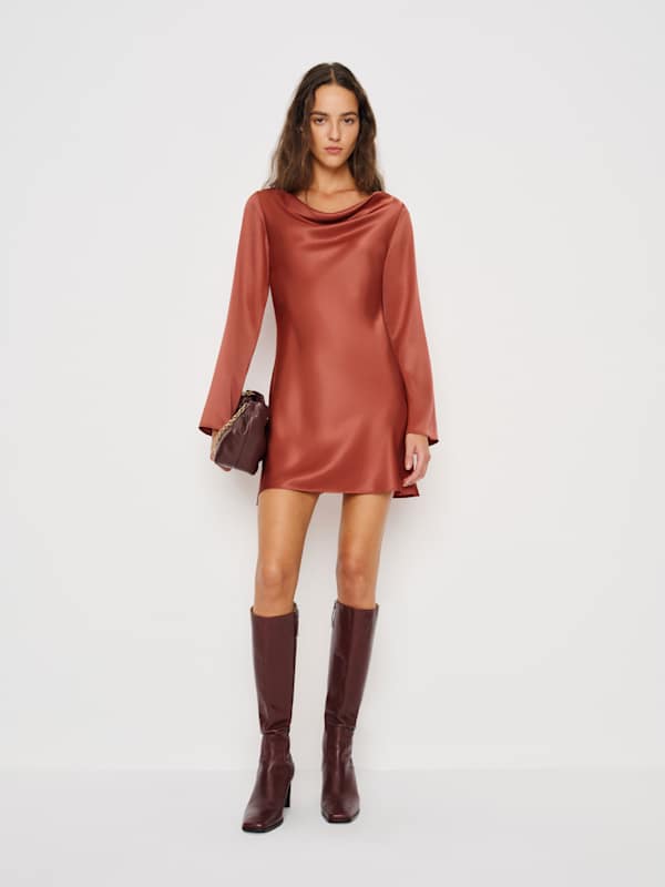 Robe en satin Pike - Bois de rose