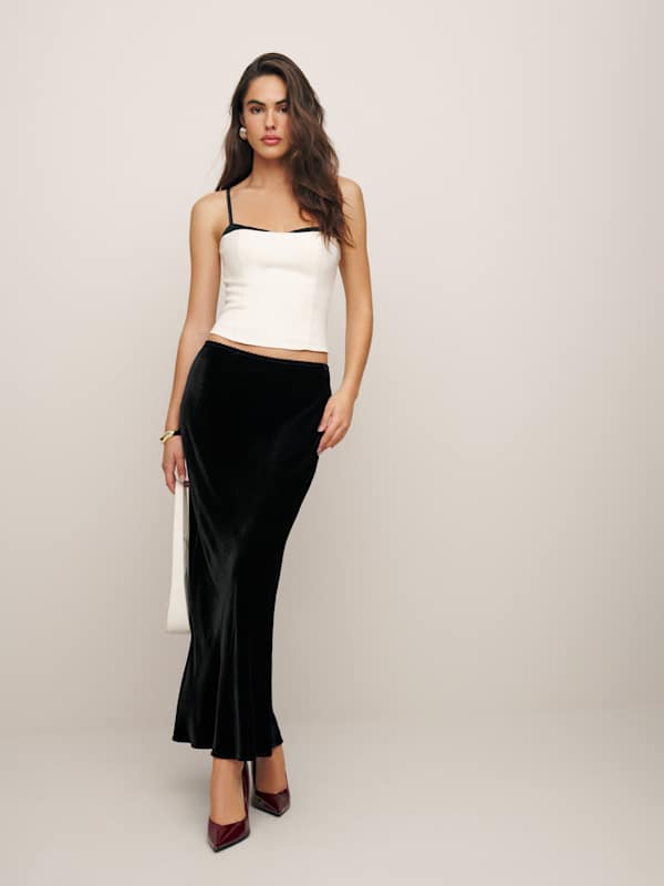Layla Velvet Skirt - Black