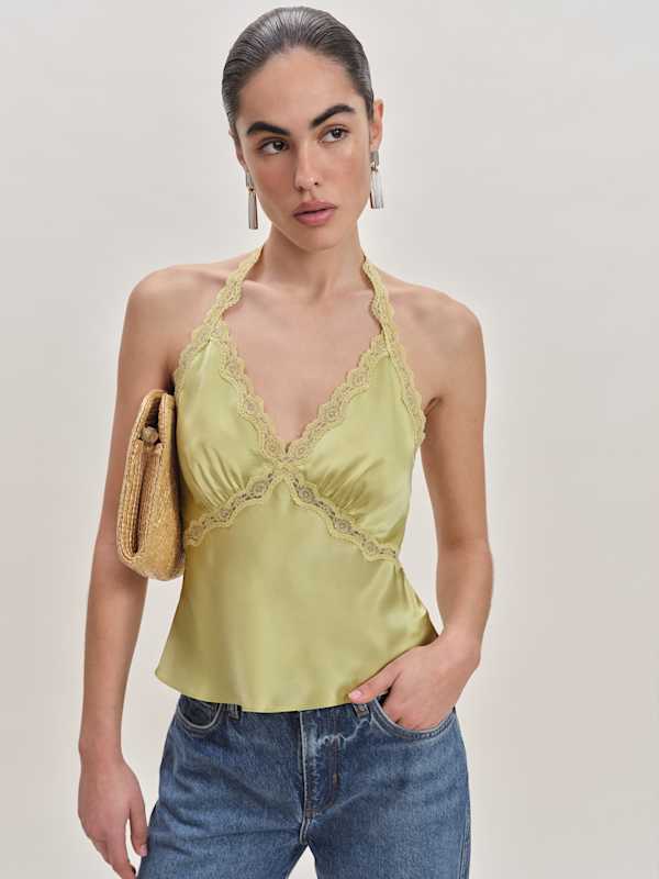 Monica Silk Top - Lemongrass