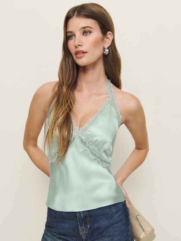 Top en soie Monica - Sea Glass