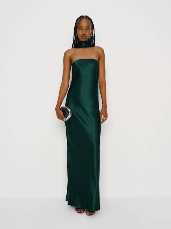 Robe en soie Oren - Vert forêt