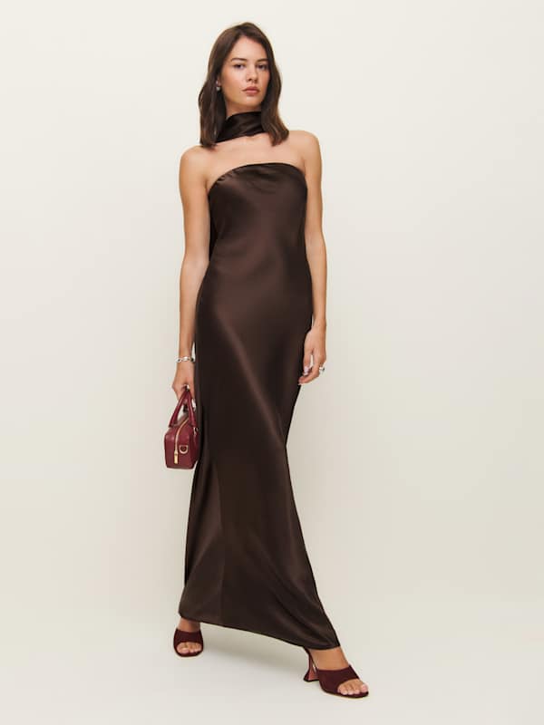 Oren Silk Dress - Black Bean
