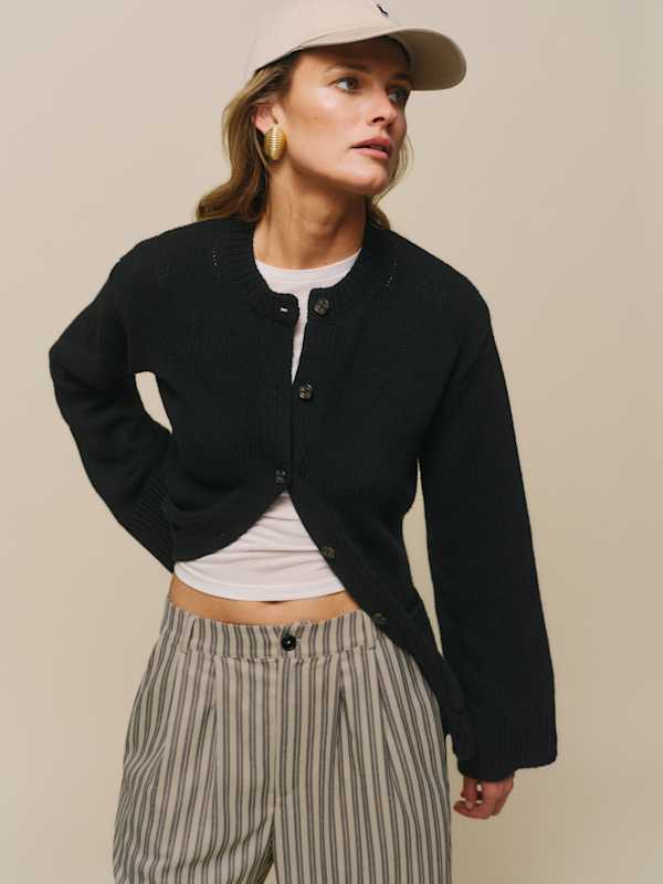 Franco Split Hem Cardigan - Black