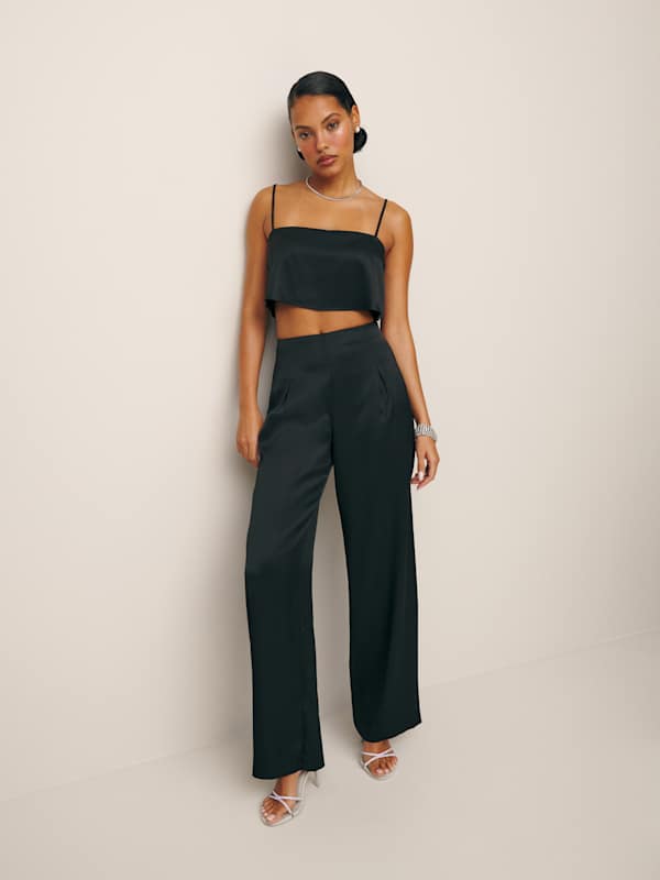 Cleo Satin Two Piece - Black