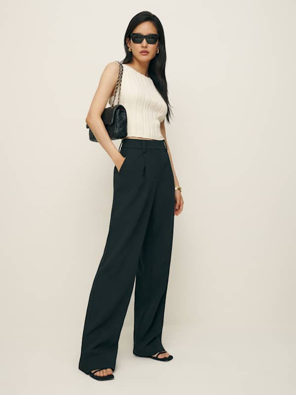 Pantalon à taille mi-haute Alex - Noir