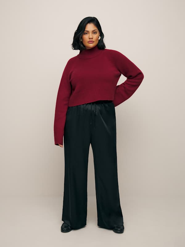 Pantalon en soie Olina grandes tailles - Noir