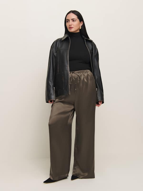 Pantalon en soie Olina grandes tailles - Morille