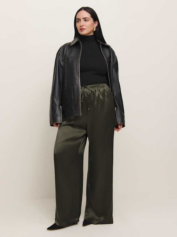 Pantalon en soie Olina grandes tailles - Pin