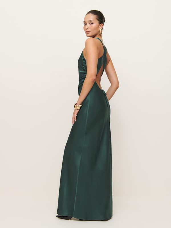 Robe en soie Anaiis - Vert forêt