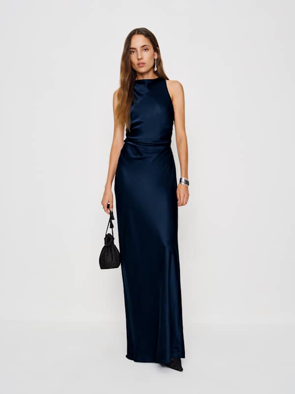 Robe en soie Anaiis - Bleu marine