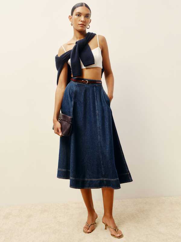 Jupe midi en denim Delilah - Roosevelt