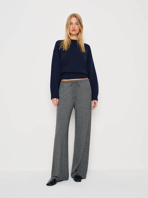 Pantalon en maille Olina - Noir/Rayures grises