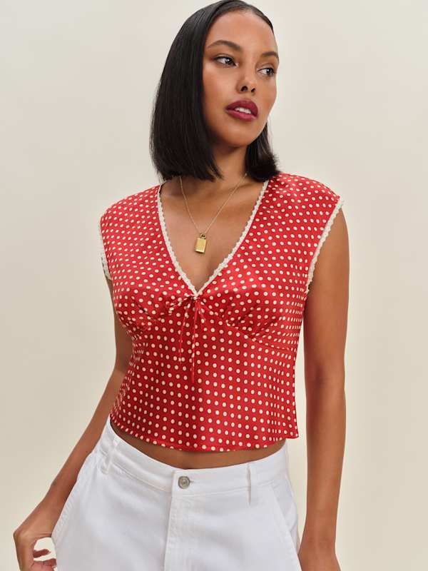 Cherry Silk Top - Becky Dot