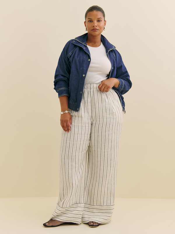 Pantalon large en lin Fernando grandes tailles - Rayures Elsie