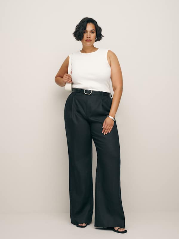 Pantalon en lin Alex grandes tailles - Noir