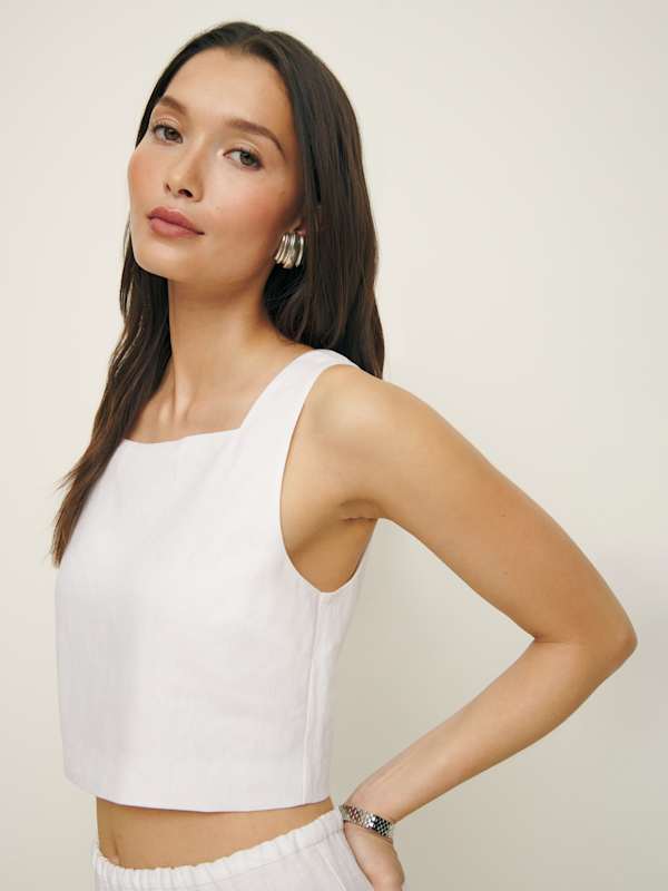 Saige Linen Top - White
