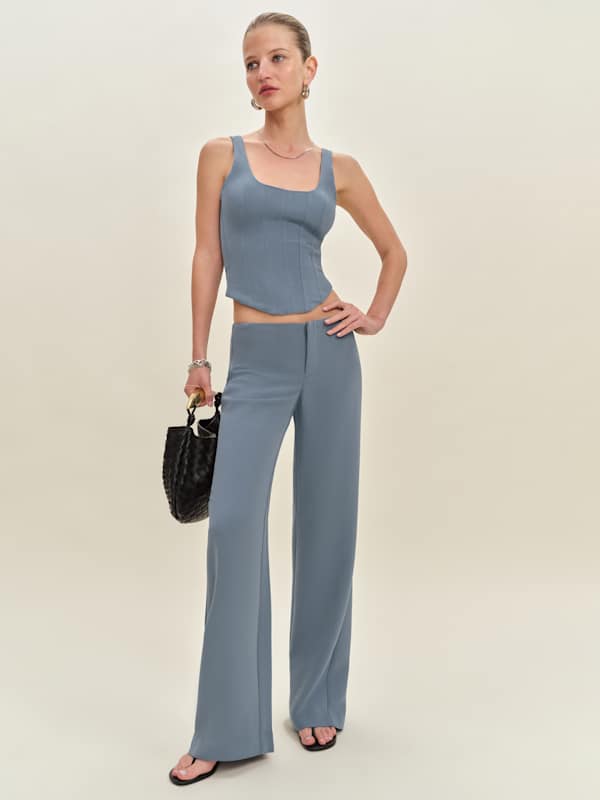 Pantalon à taille basse Vida - Bleuet