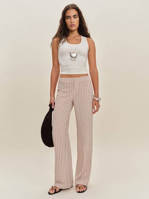 Pantalon à taille basse Vida - Rayures rouges