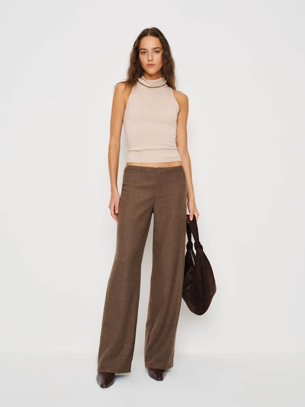 Pantalon taille basse Vida - Laine marron