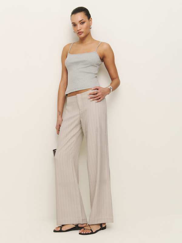 Pantalon à taille basse Vida - Rayures Dune