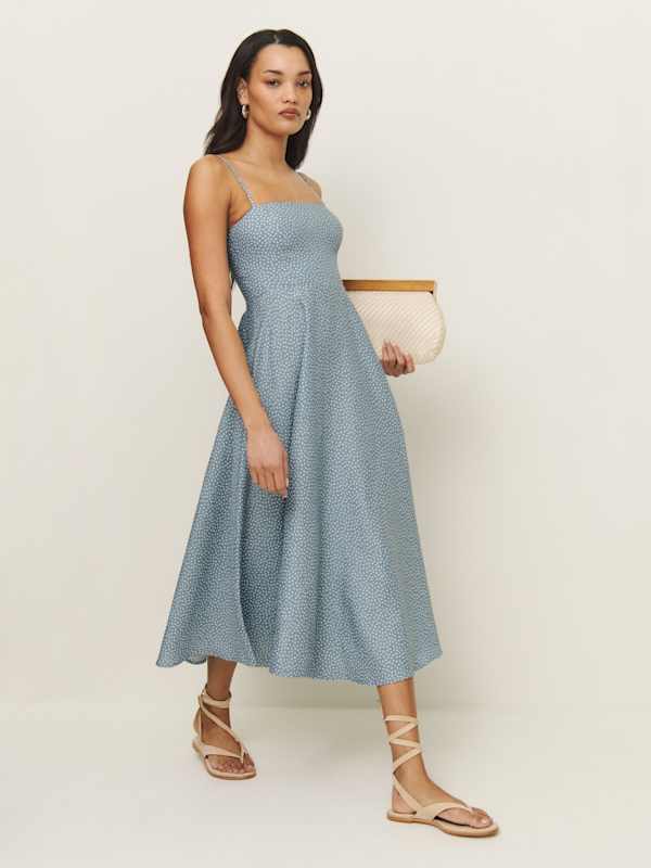 Robe en lin Monette - Ciel à pois
