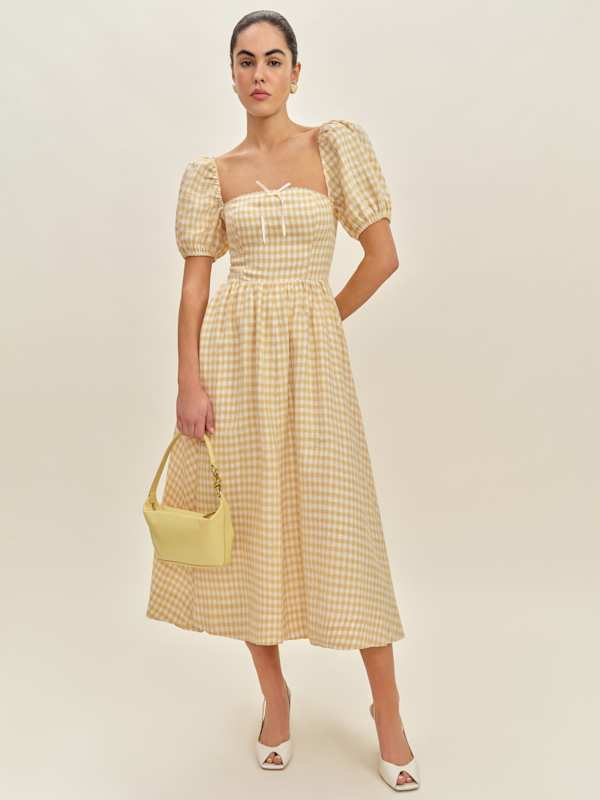 Robe en lin Marella - Soleil à carreaux