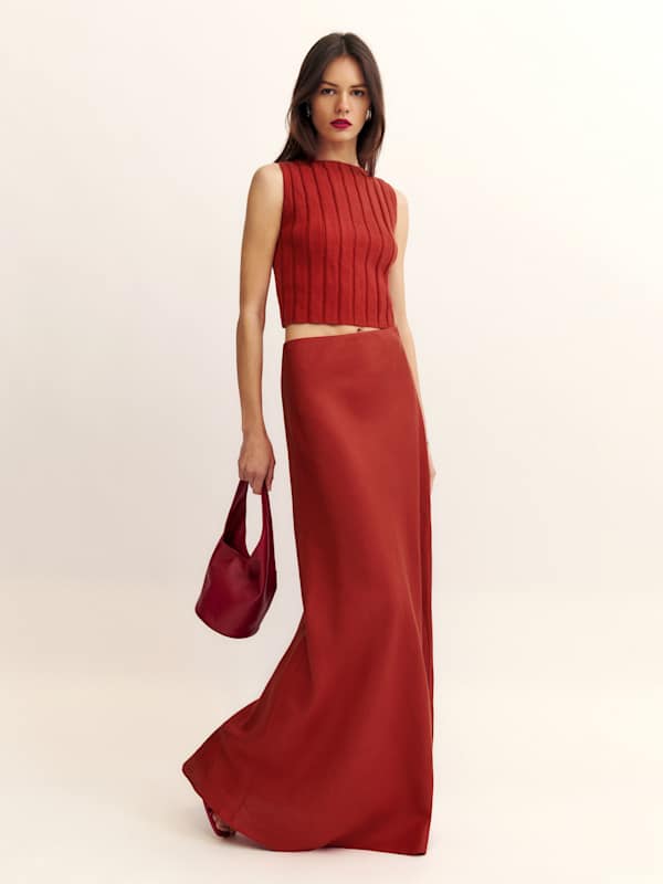Bella Linen Skirt - Sundried Tomato